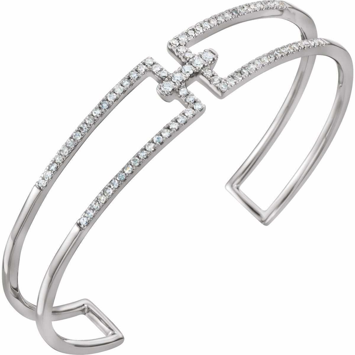 3/4 CTW Natural Diamond Cuff Bracelet in 14k white gold