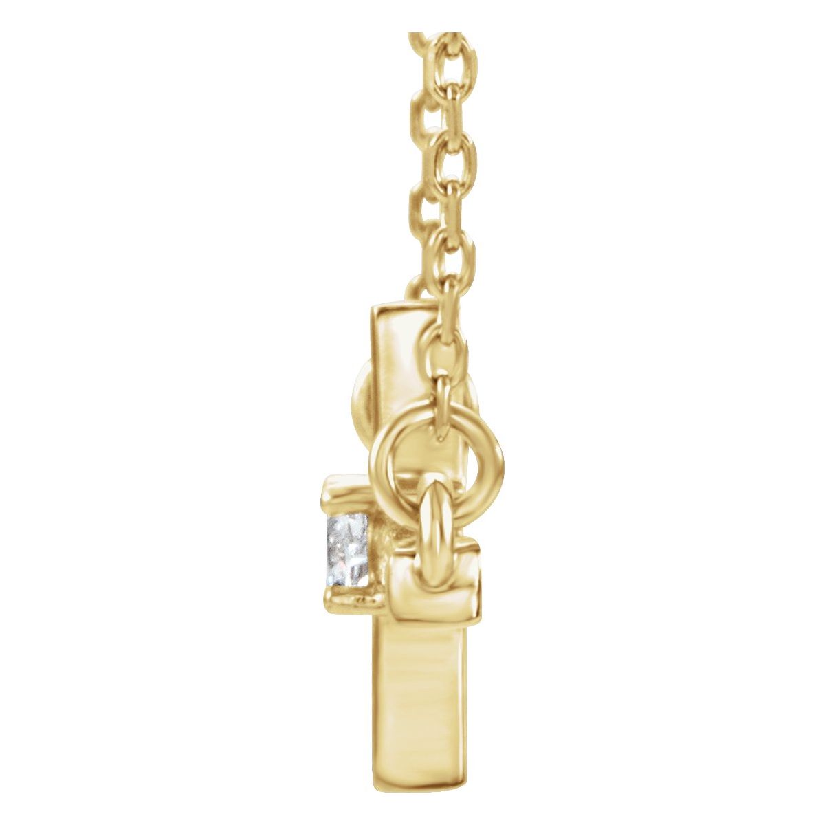 .06 CTW Natural Diamond Sideways Cross Necklace in 14k yellow gold