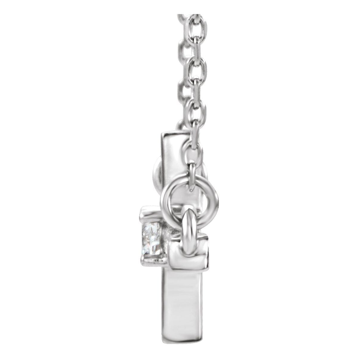 1/10 CTW Natural Diamond Sideways Cross Necklace in 14k white gold