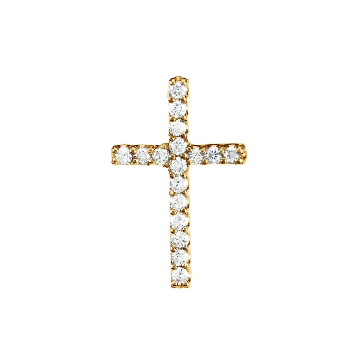 .06 CTW Natural Diamond Petite Cross Pendant in 14k yellow gold
