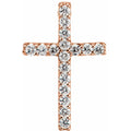 .06 CTW Natural Diamond Petite Cross Pendant in 14k rose gold