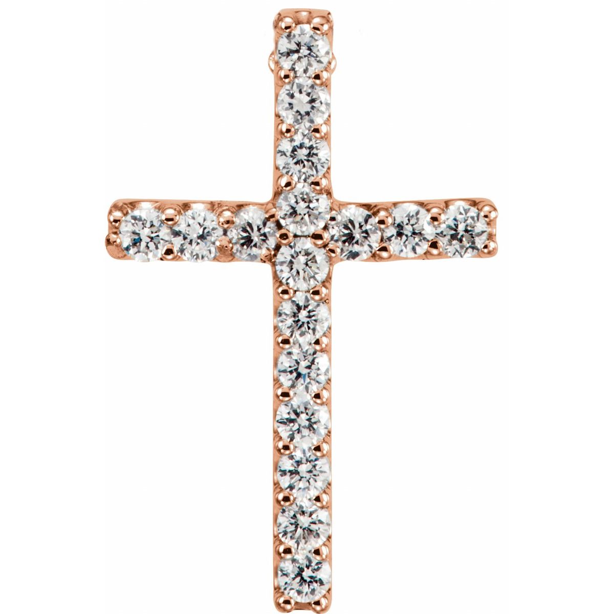 .06 CTW Natural Diamond Petite Cross Pendant in 14k rose gold