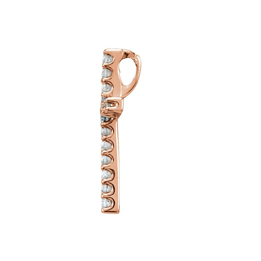 .06 CTW Natural Diamond Petite Cross Pendant in 14k rose gold