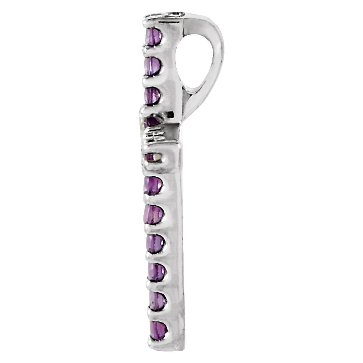 Natural Amethyst Petite Cross Pendant in 14k white gold