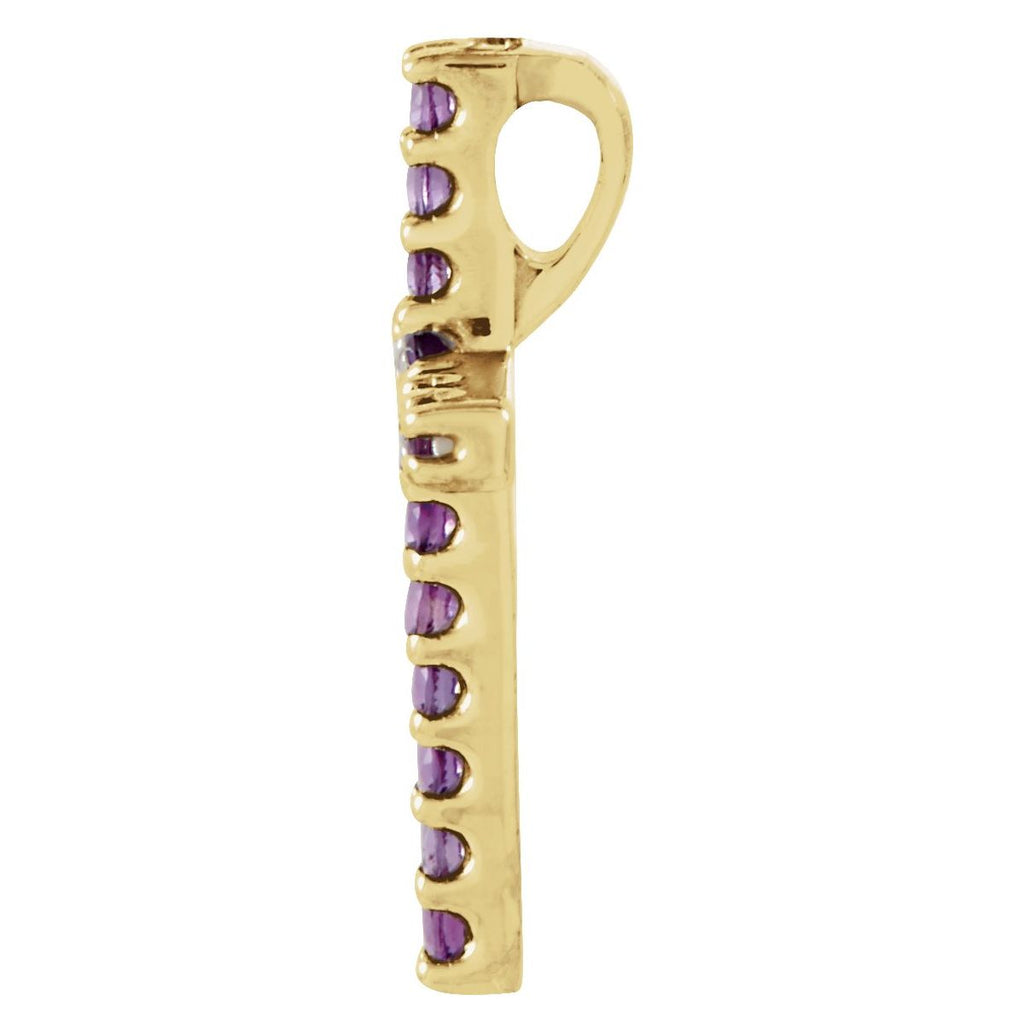 Natural Amethyst Petite Cross Pendant in 14k yellow gold