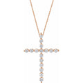 5/8 CTW Natural Diamond Cross Necklace in 14k rose gold