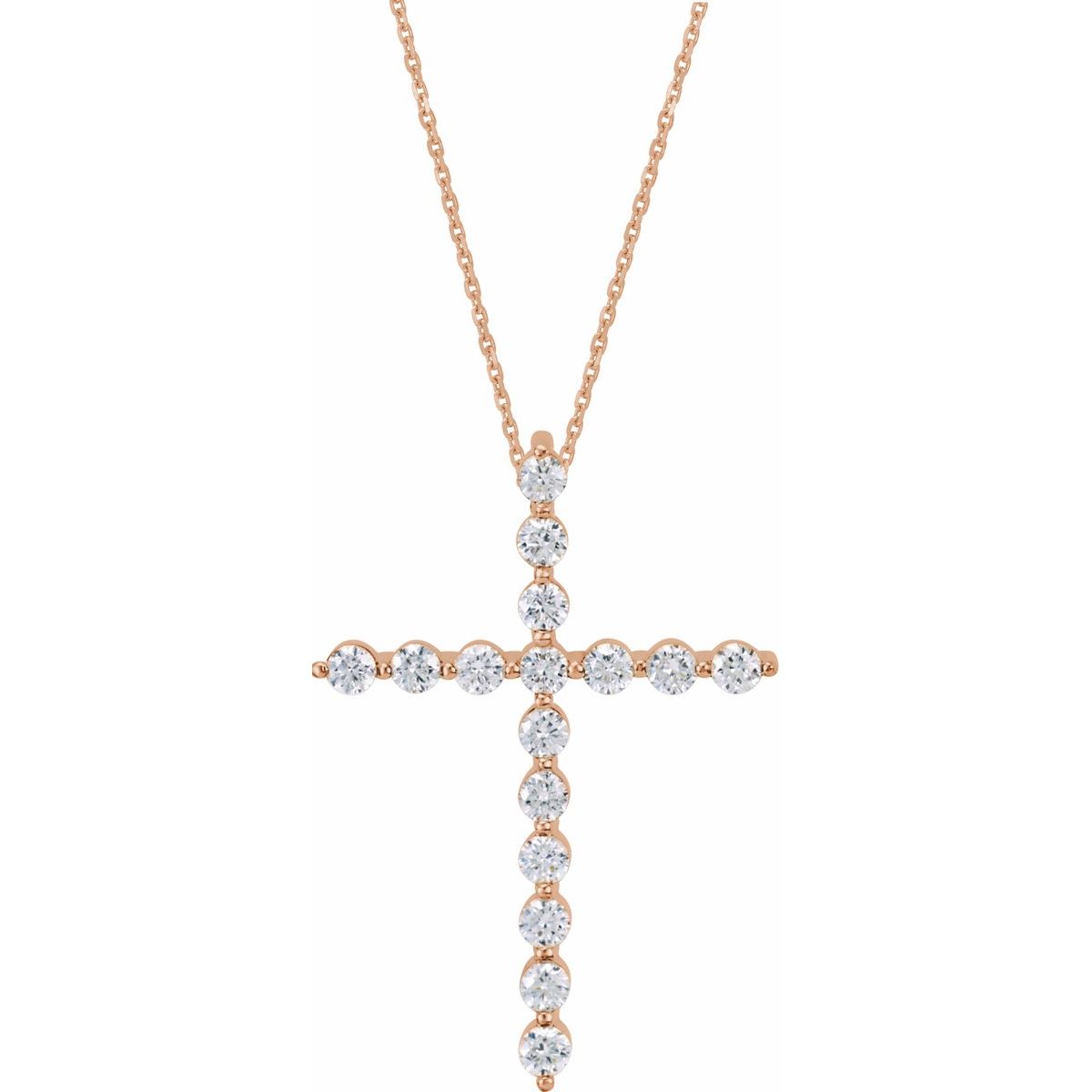 5/8 CTW Natural Diamond Cross Necklace in 14k rose gold