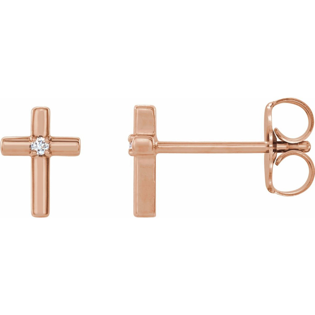 .01 CTW Natural Diamond Cross Earrings in 14k rose gold