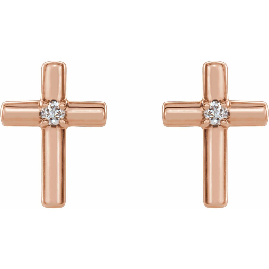 .01 CTW Natural Diamond Cross Earrings in 14k rose gold