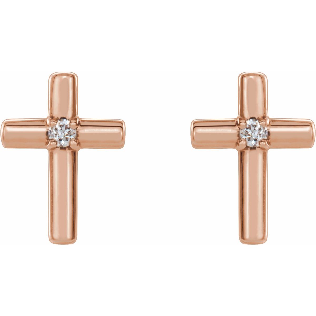 .01 CTW Natural Diamond Cross Earrings in 14k rose gold
