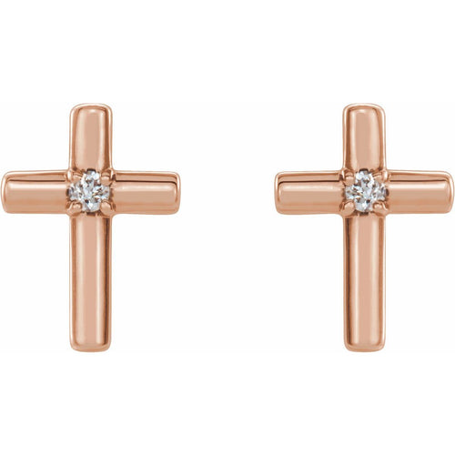 .01 CTW Natural Diamond Cross Earrings in 14k rose gold