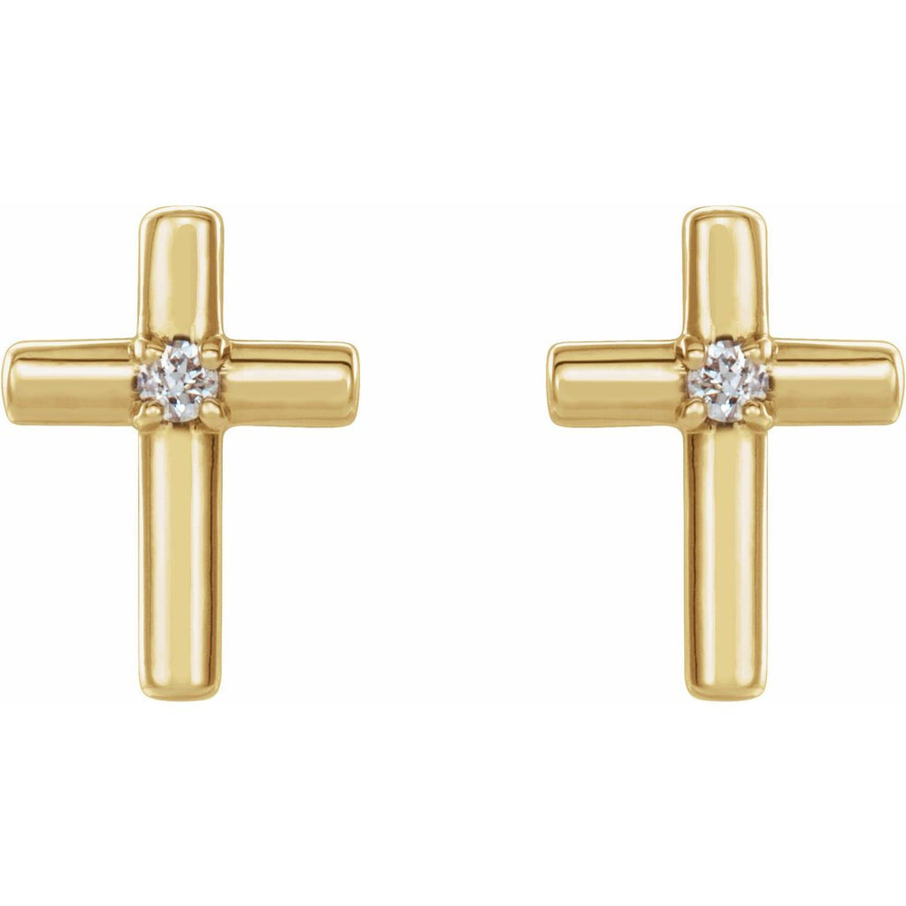 .01 CTW Natural Diamond Cross Earrings in 14k yellow gold