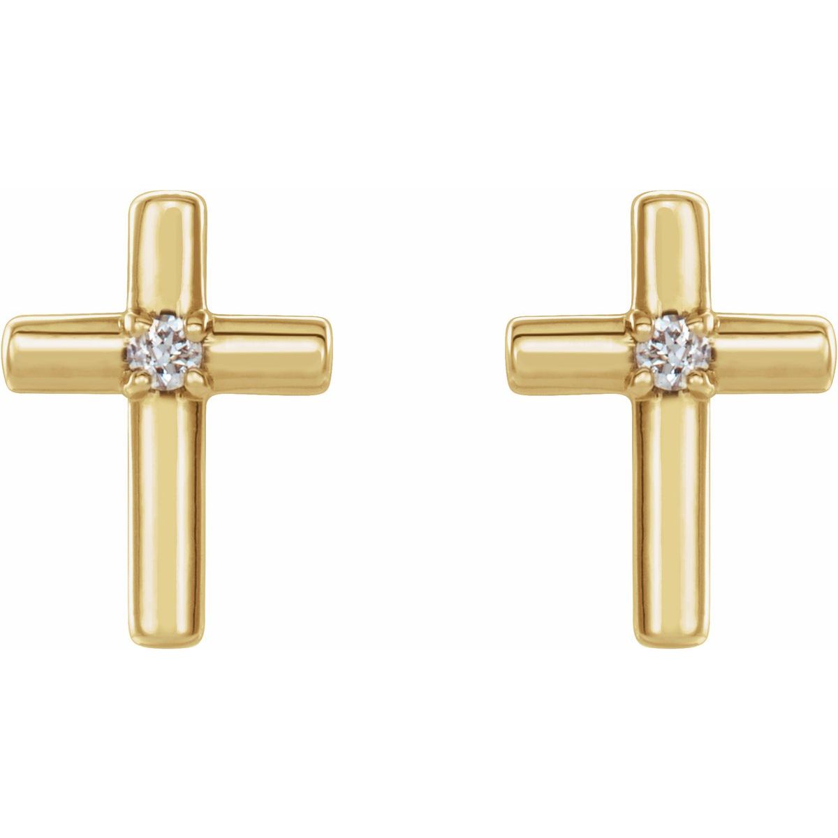 .01 CTW Natural Diamond Cross Earrings in 14k yellow gold