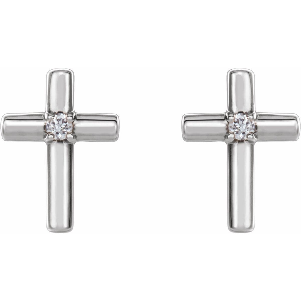 .01 CTW Natural Diamond Cross Earrings in 14k white gold