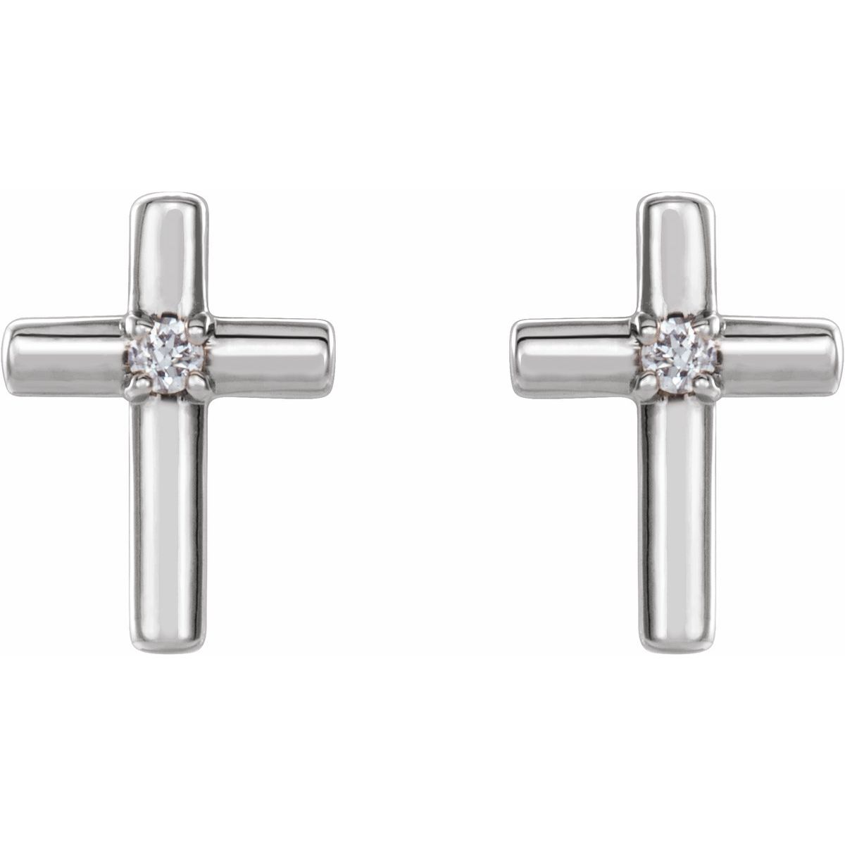 .01 CTW Natural Diamond Cross Earrings in 14k white gold