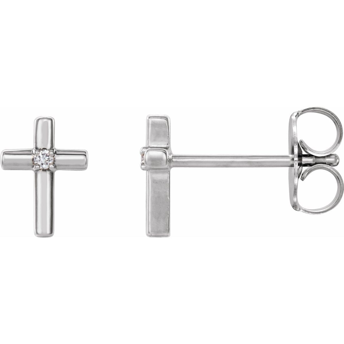 .01 CTW Natural Diamond Cross Earrings in 14k white gold