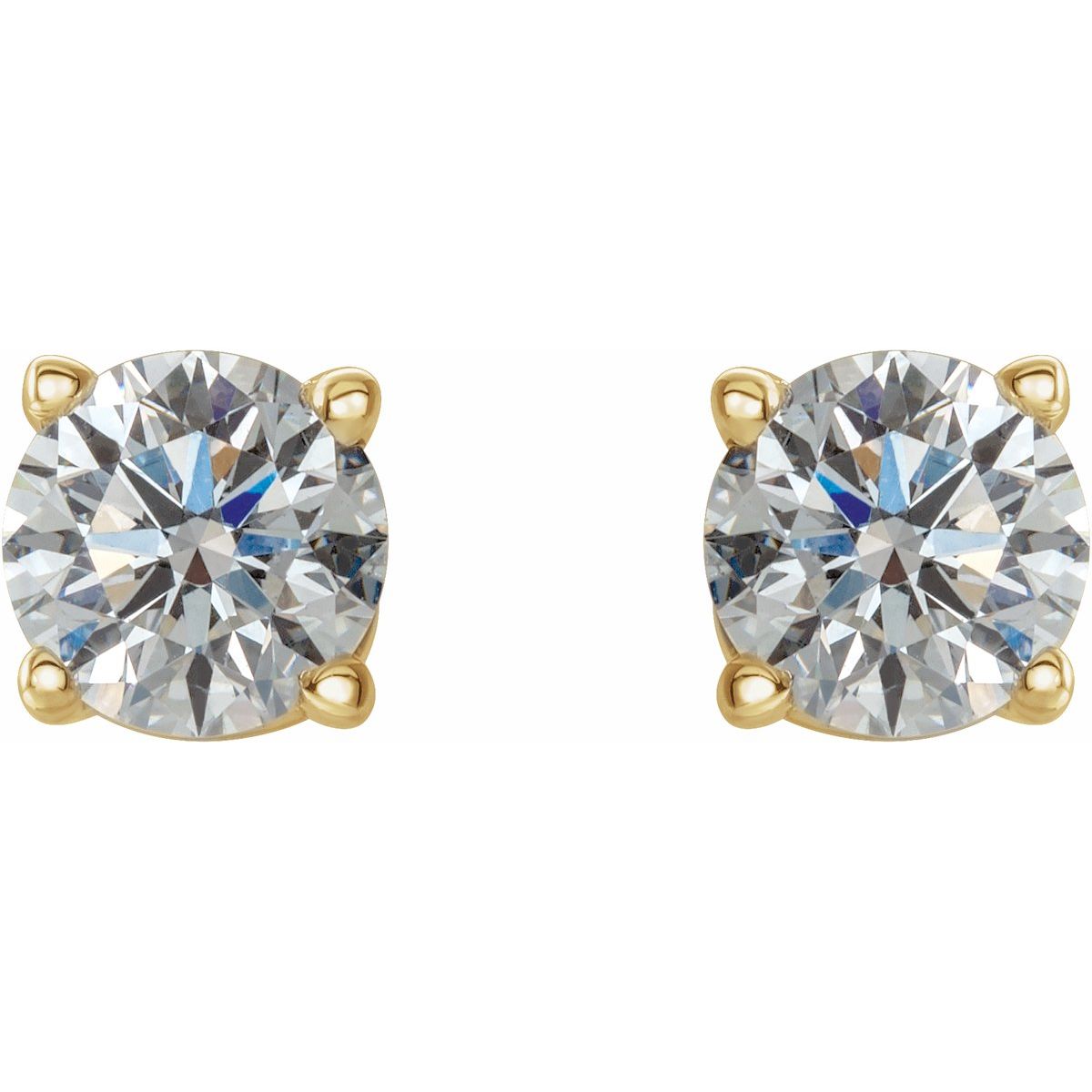 Natural Diamond Four-Prong Stud Earrings in 14k yellow gold