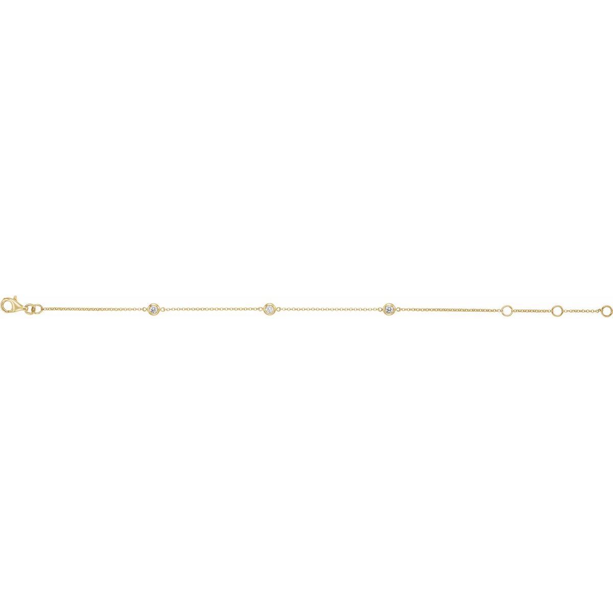 1/6 CTW Natural Diamond Bezel-Set 3-Station Bracelet in 14k yellow gold