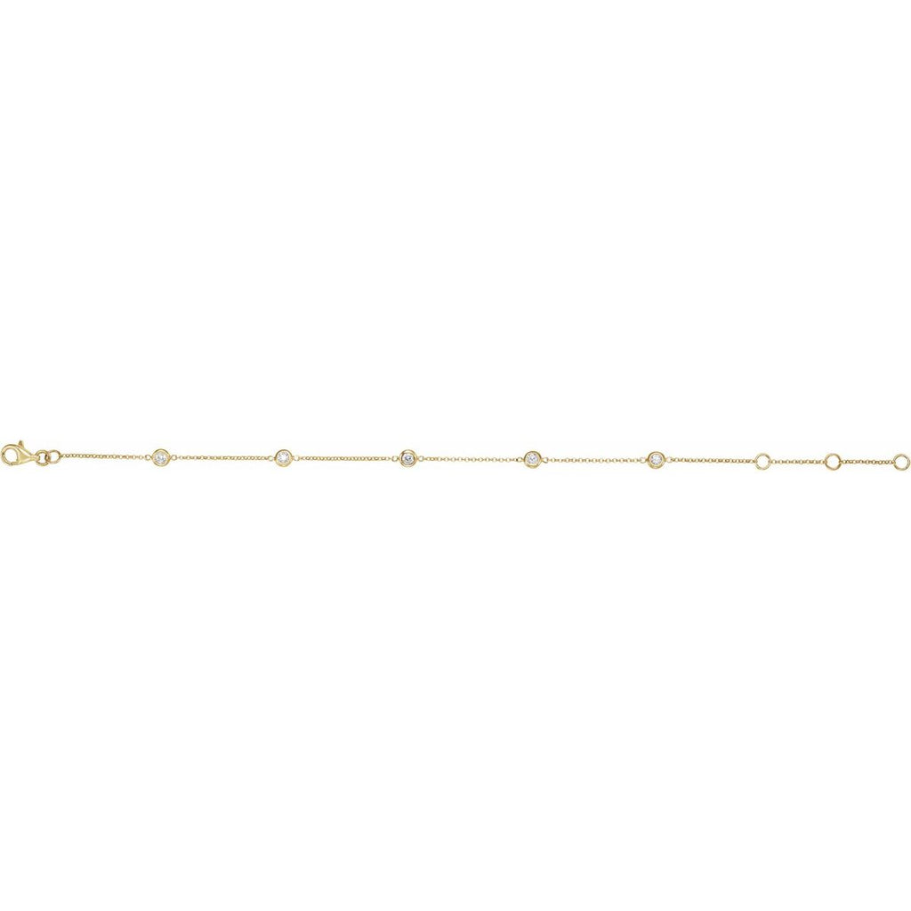 1/4 CTW Natural Diamond Bezel-Set 5-Station Bracelet in 14k yellow gold