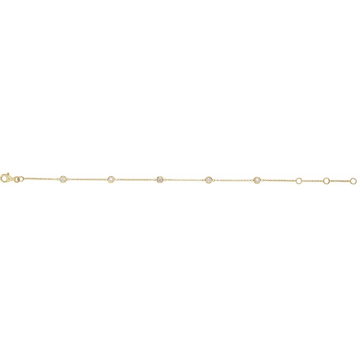 1/4 CTW Natural Diamond Bezel-Set 5-Station Bracelet in 14k yellow gold