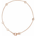 1/6 CTW Natural Diamond Bezel-Set 3-Station Bracelet in 14k rose gold