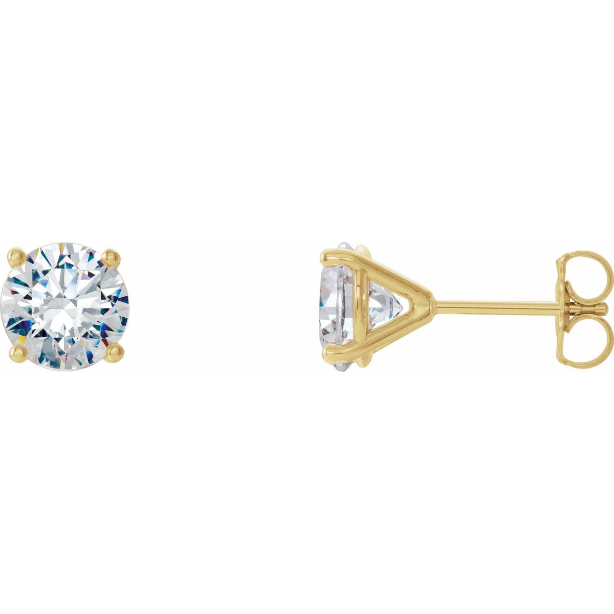 1 CTW Lab-Grown Diamond 4-Prong Stud Earrings in 14k yellow gold