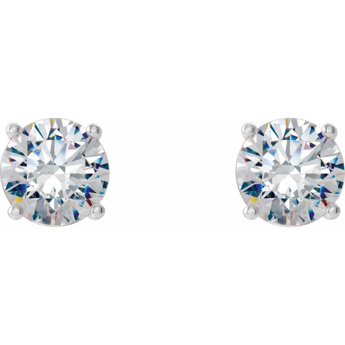 1 CTW Lab-Grown Diamond 4-Prong Stud Earrings in 14k white gold