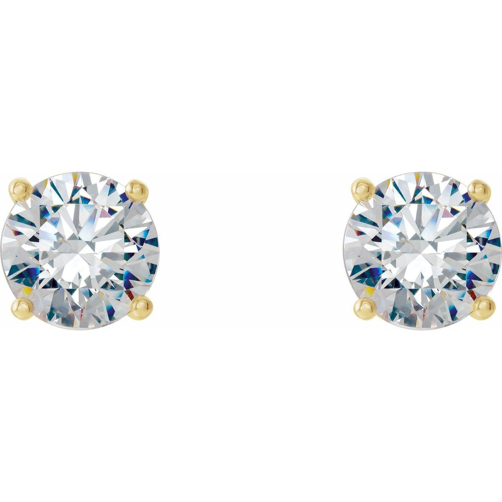 1 CTW Lab-Grown Diamond 4-Prong Stud Earrings in 14k yellow gold