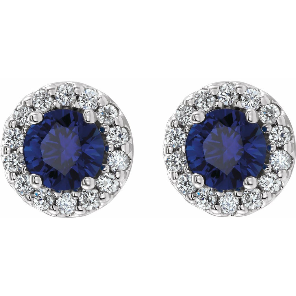 Lab-Grown Blue Sapphire & 1/3 CTW Natural Diamond Earrings