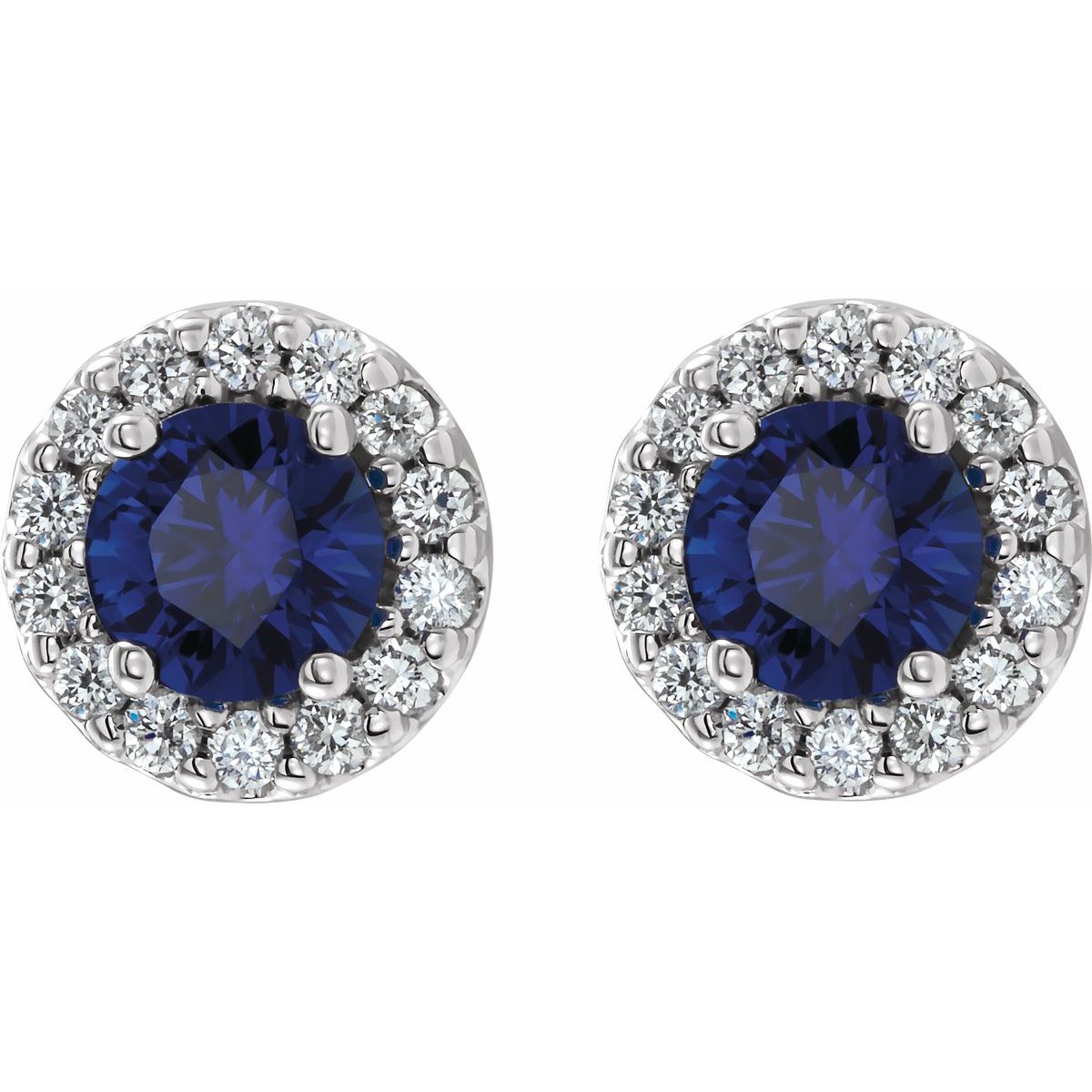 Lab-Grown Blue Sapphire & 1/3 CTW Natural Diamond Earrings