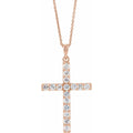 1 3/8 CTW Natural Diamond Cross Necklace in 14k rose gold