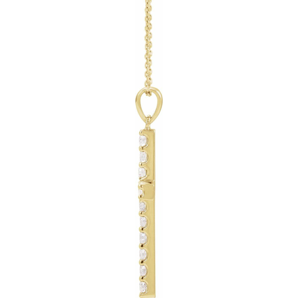 1 3/8 CTW Natural Diamond Cross Necklace in 14k yellow gold