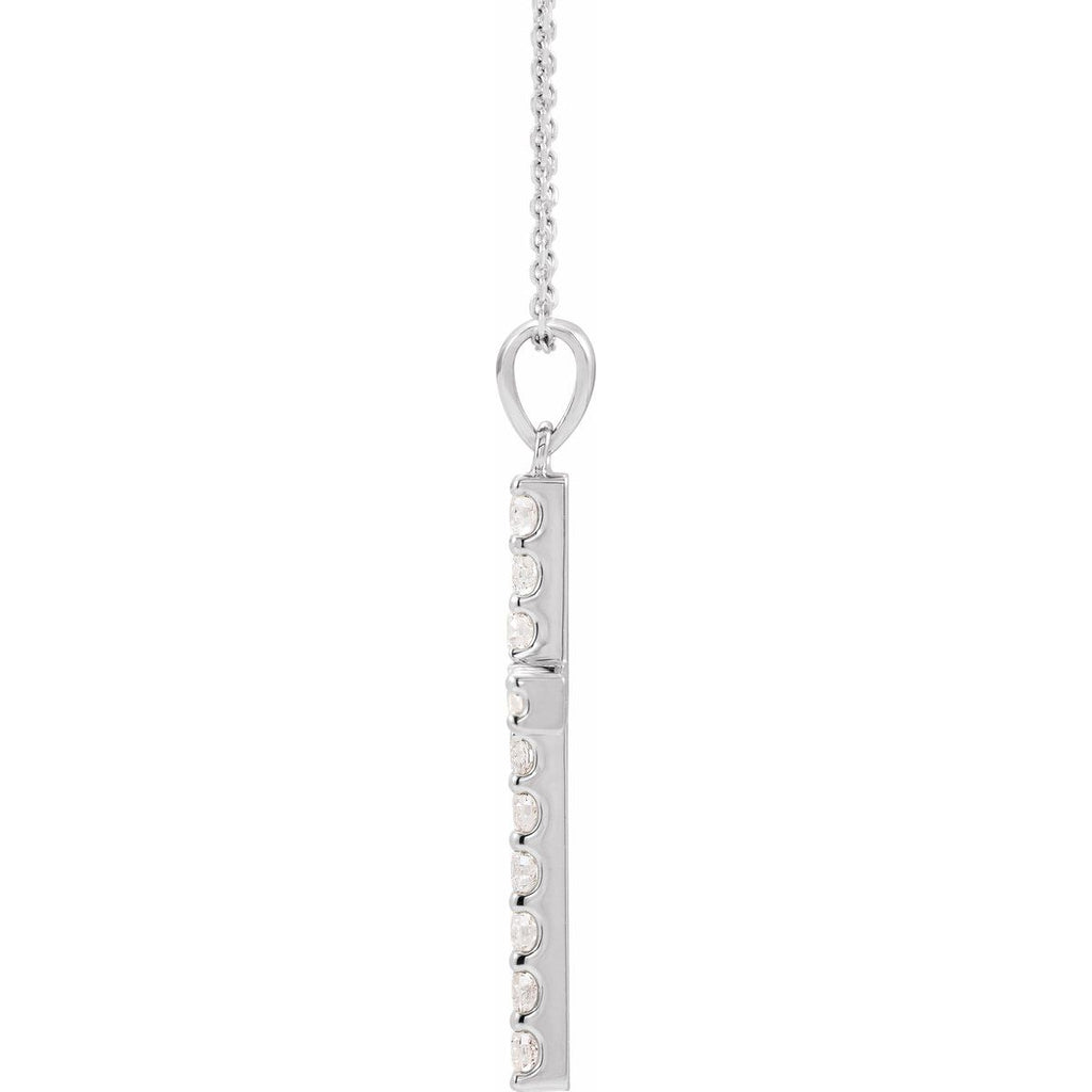 1 3/8 CTW Natural Diamond Cross Necklace in 14k white gold