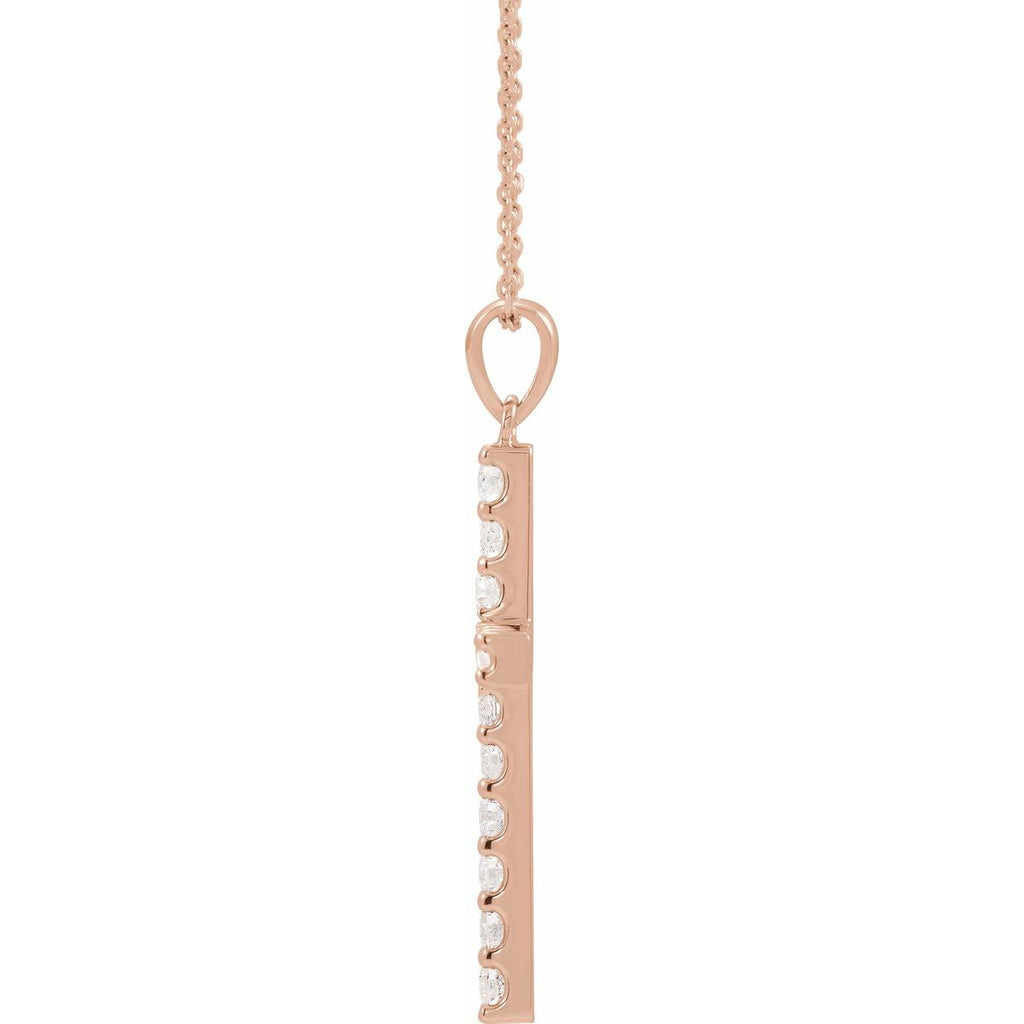 1 3/8 CTW Natural Diamond Cross Necklace in 14k rose gold