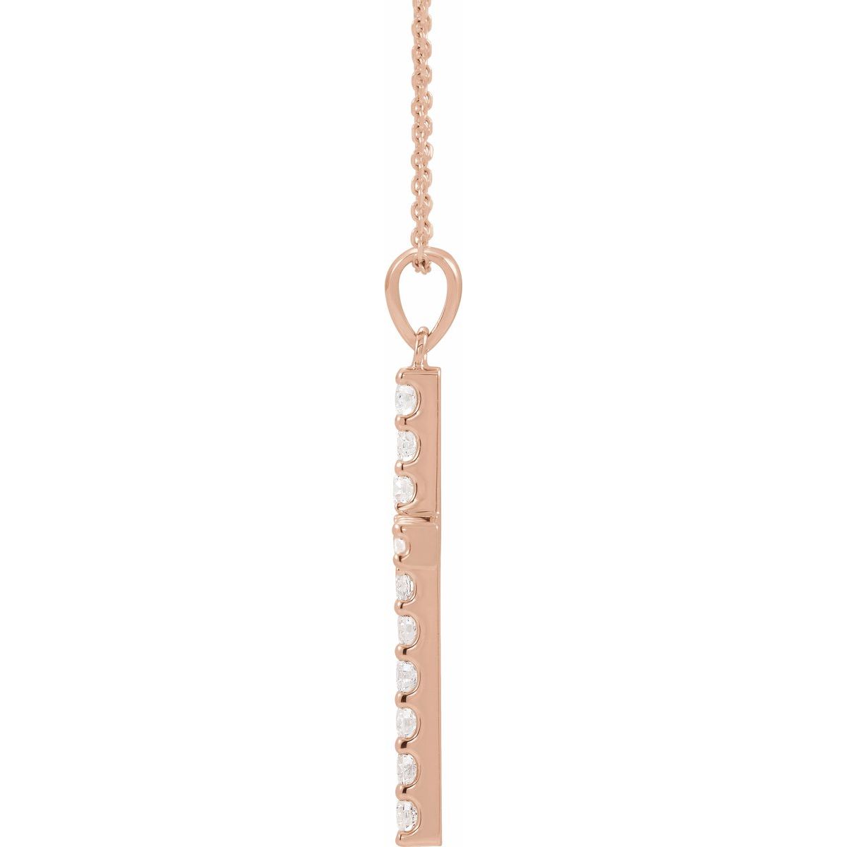 1 3/8 CTW Natural Diamond Cross Necklace in 14k rose gold