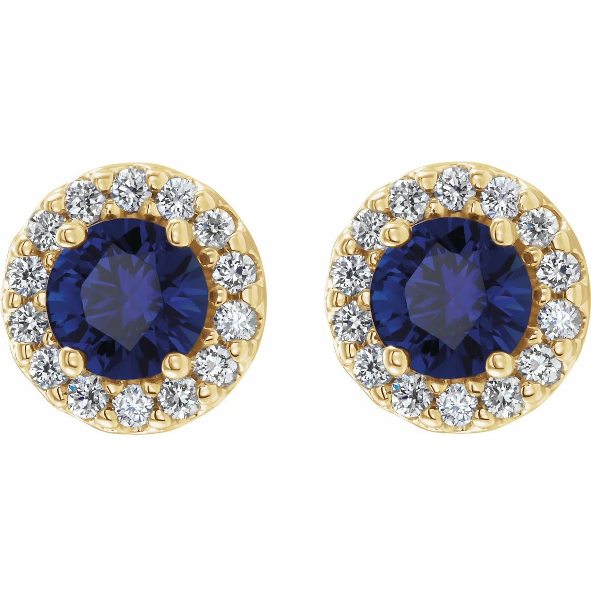 Lab-Grown Blue Sapphire & 1/3 CTW Natural Diamond Earrings in 14k yellow gold