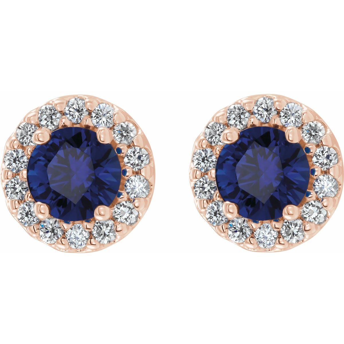 Lab-Grown Blue Sapphire & 1/3 CTW Natural Diamond Earrings in 14k rose gold