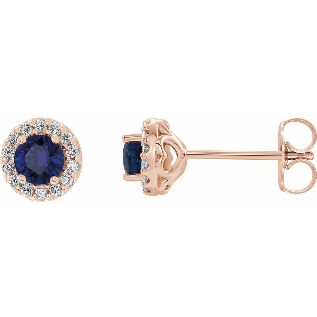 Lab-Grown Blue Sapphire & 1/3 CTW Natural Diamond Earrings in 14k rose gold