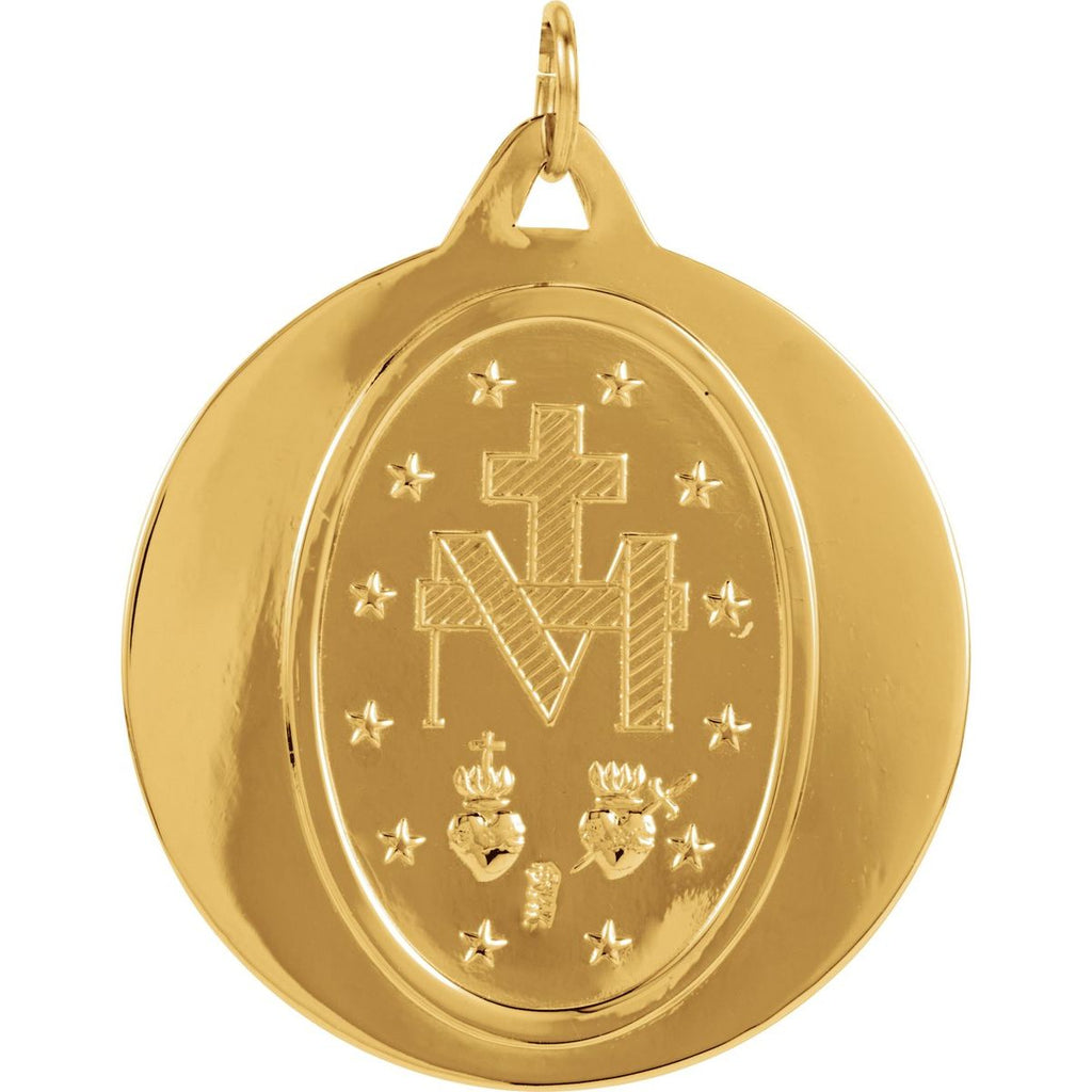 29 mm Miraculous Medal in 14k yellow gold