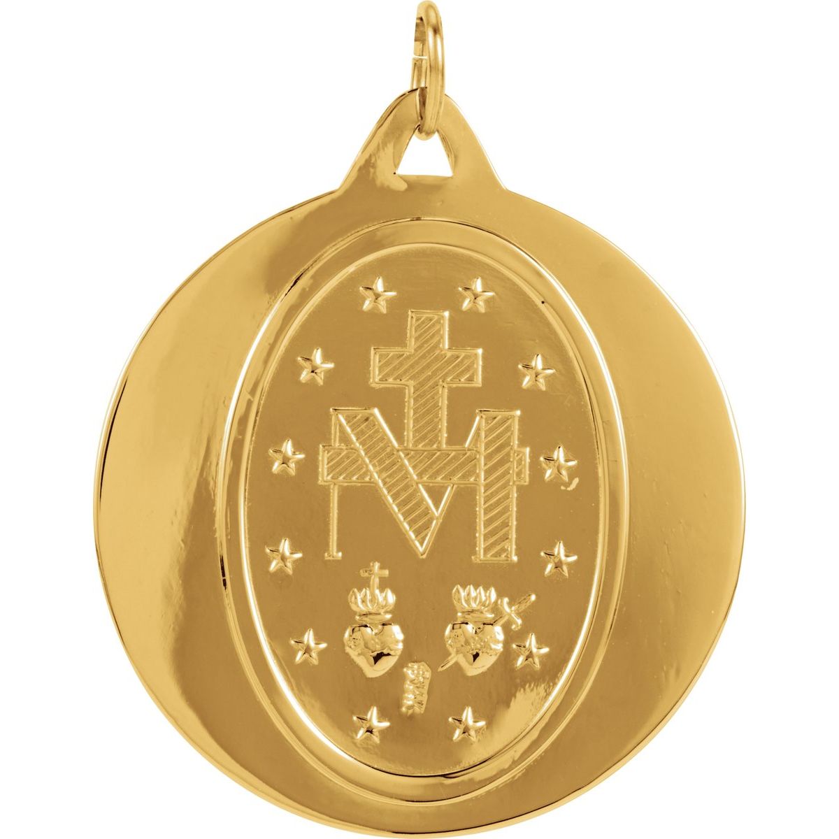 29 mm Miraculous Medal in 14k yellow gold
