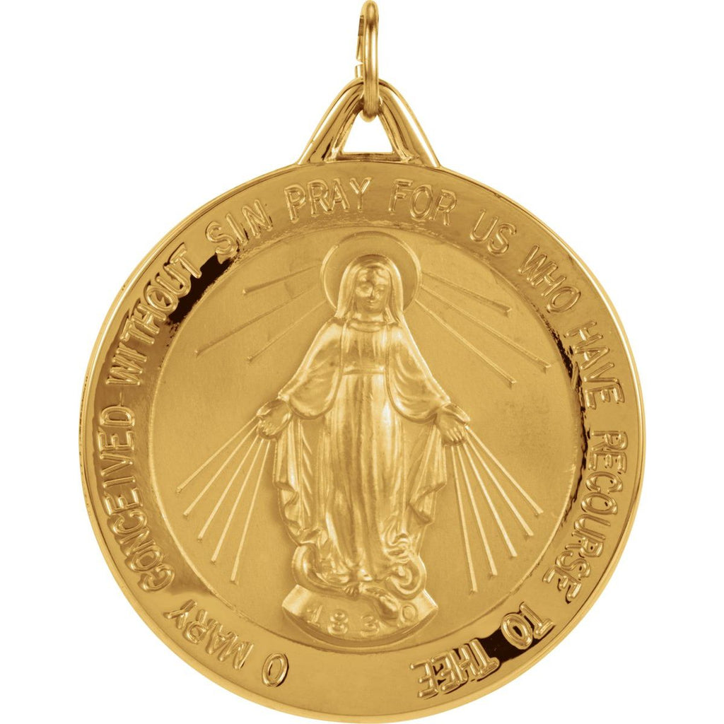 29 mm Miraculous Medal in 14k yellow gold