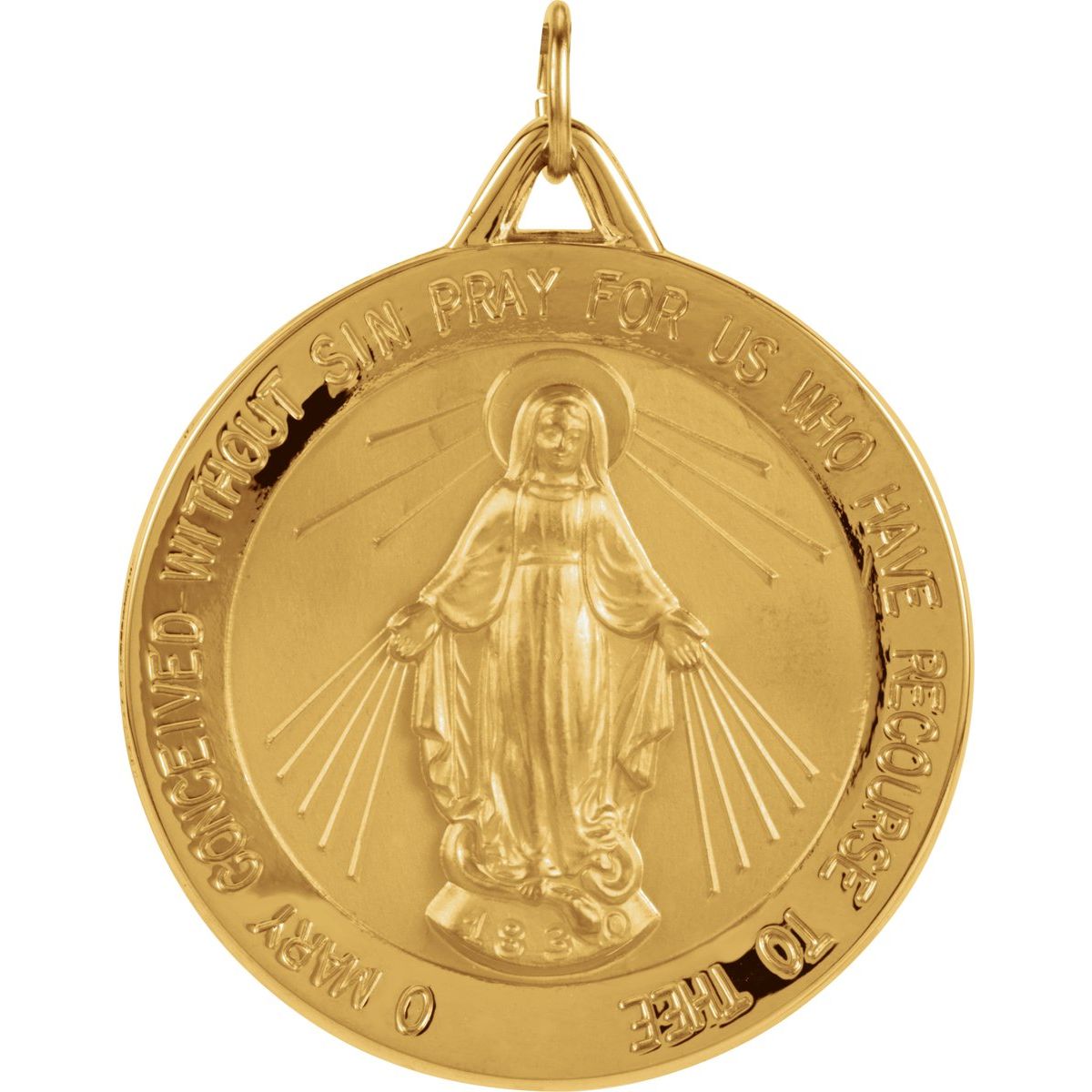 29 mm Miraculous Medal in 14k yellow gold