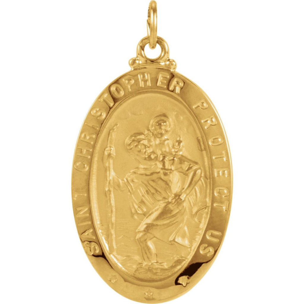 25x18 mm Oval St. Christopher Medal in 14k yellow gold