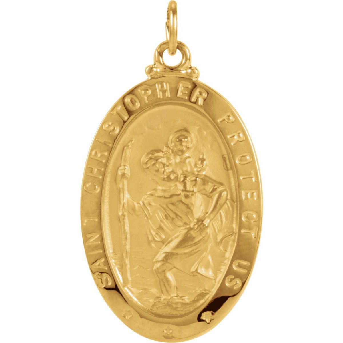 25x18 mm Oval St. Christopher Medal in 14k yellow gold