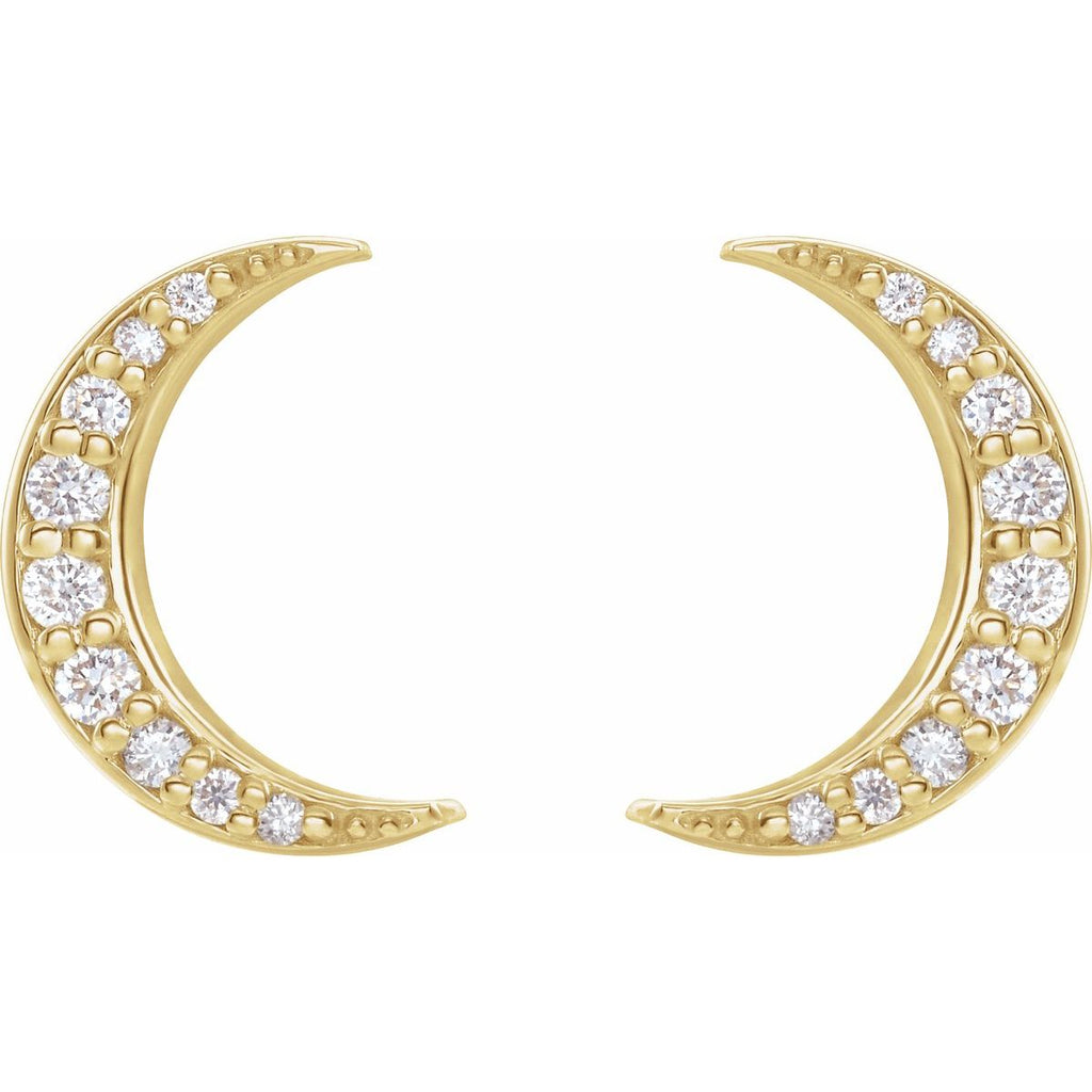 1/10 CTW Natural Diamond Crescent Moon Earrings in 14k yellow gold