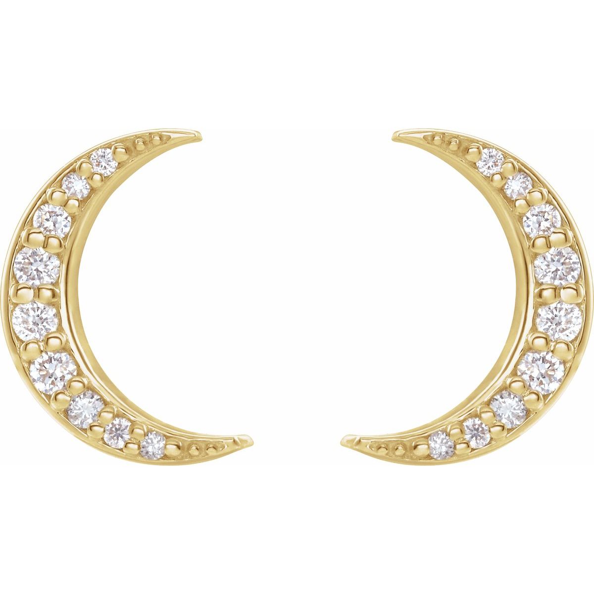 1/10 CTW Natural Diamond Crescent Moon Earrings in 14k yellow gold
