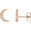 1/10 CTW Natural Diamond Crescent Moon Earrings in 14k rose gold
