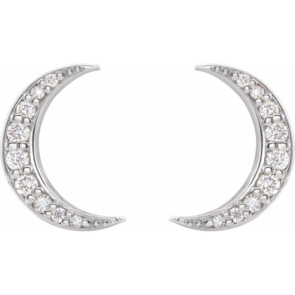 1/10 CTW Natural Diamond Crescent Moon Earrings in 14k white gold