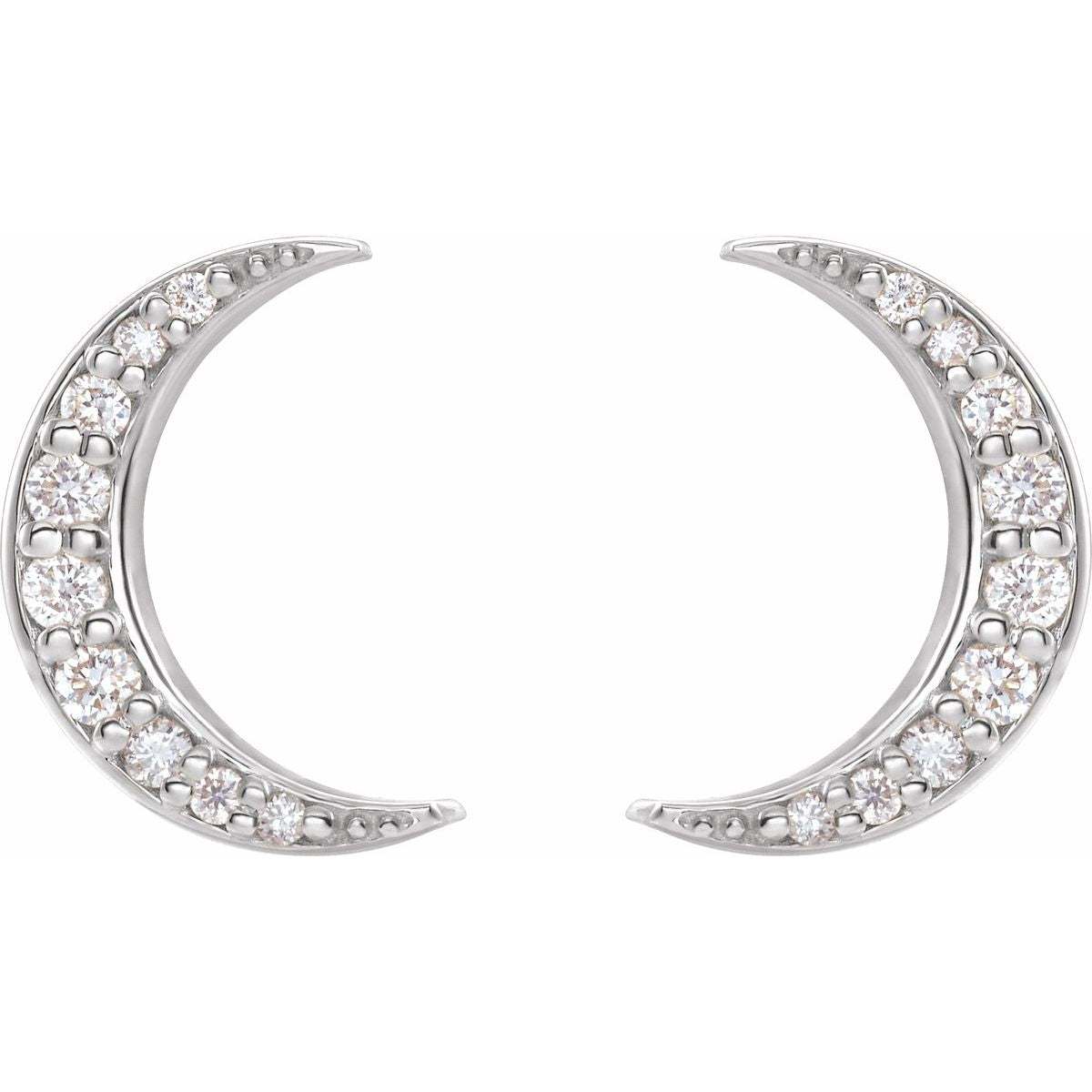 1/10 CTW Natural Diamond Crescent Moon Earrings in 14k white gold