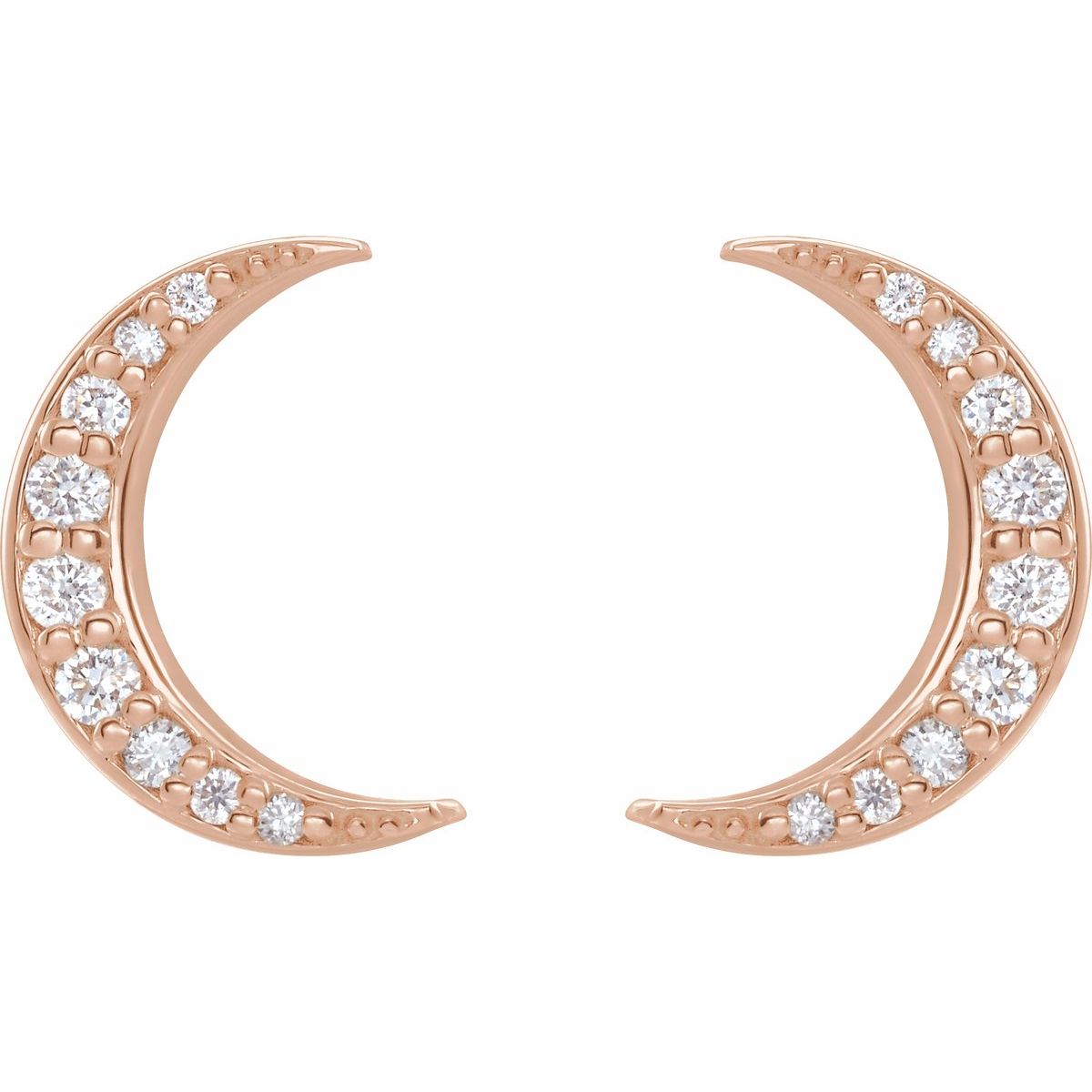 1/10 CTW Natural Diamond Crescent Moon Earrings in 14k rose gold
